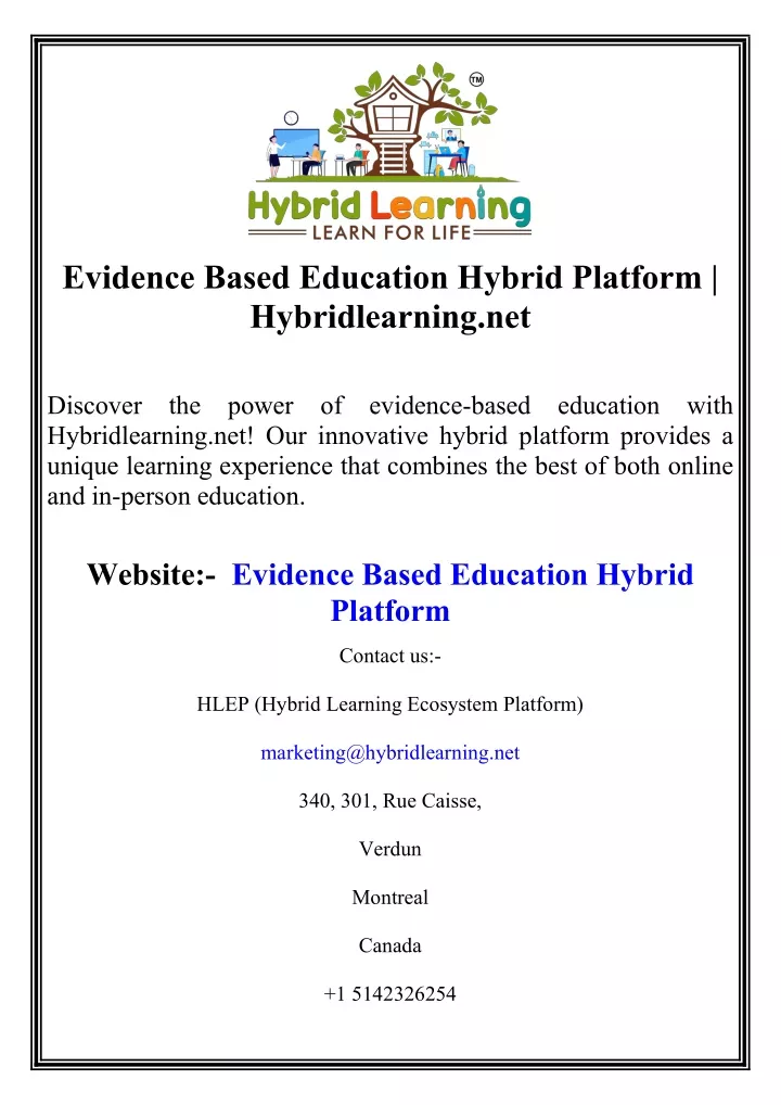 evidence based education hybrid platform