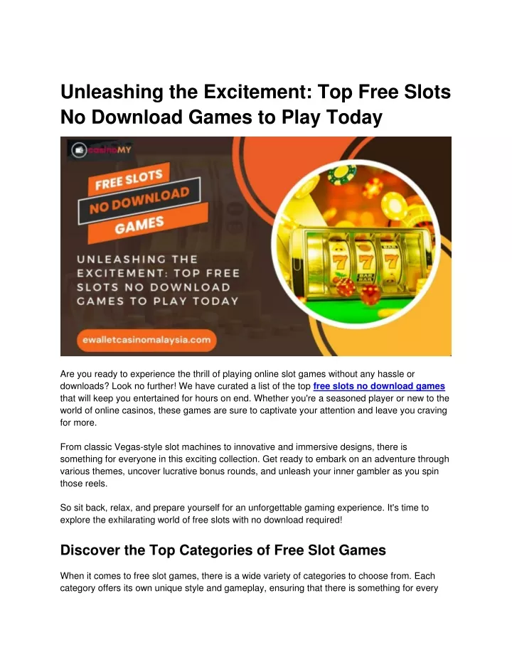 unleashing the excitement top free slots