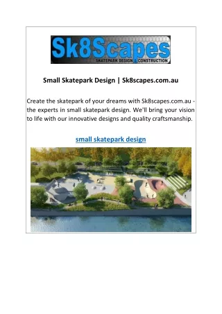Small Skatepark Design Sk8scapes.com