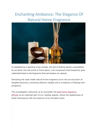 Best home fragrance diffuser