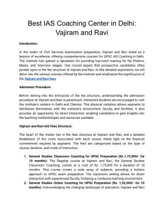 Best IAS Coaching Center in Delhi: Vajiram and Ravi