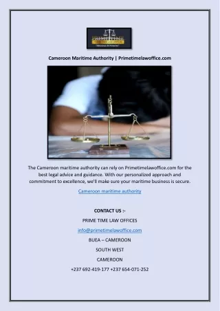 Maritime Law Firm In Cameroon | Primetimelawoffice.com