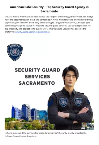 American Safe Security - Top Security Guard Agency in Sacramento