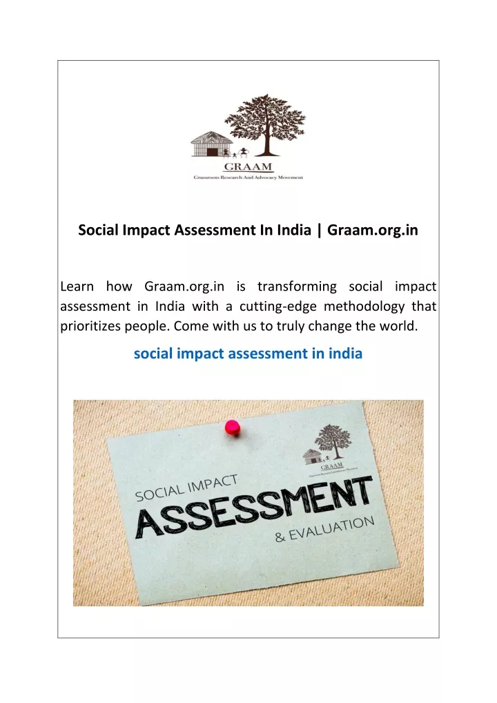 social impact assessment in india graam org in