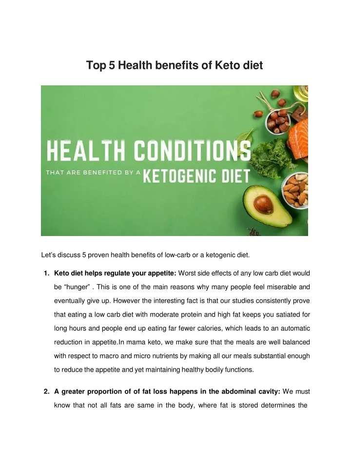top 5 health benefits of keto diet