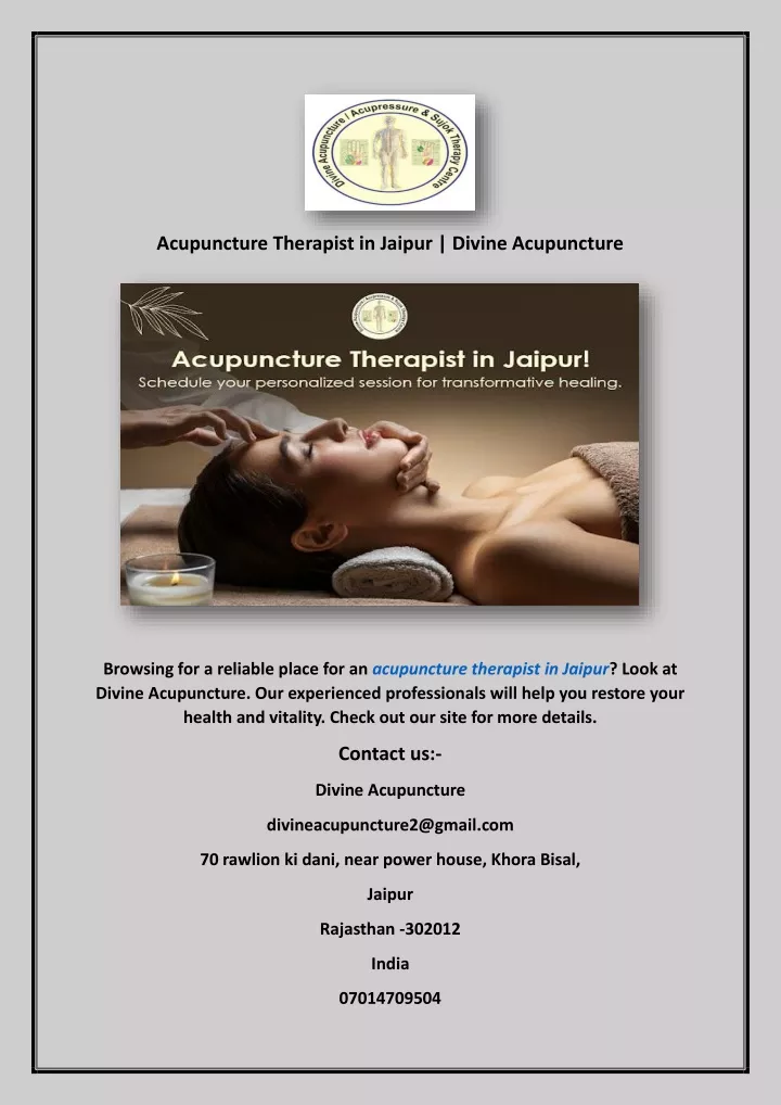 acupuncture therapist in jaipur divine acupuncture