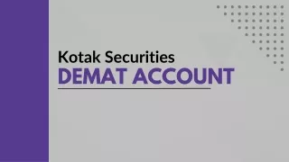 Kotak Securities Demat Account, Brokerage & Intraday Charges