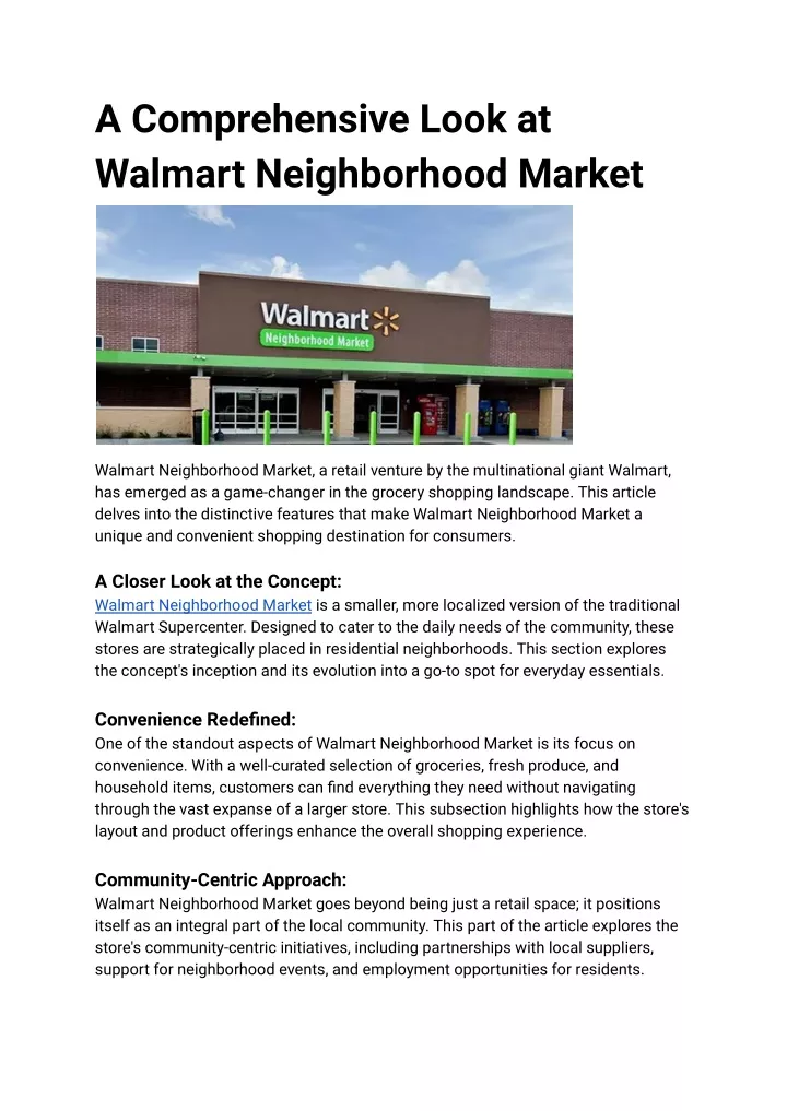 a comprehensive look at walmart neighborhood