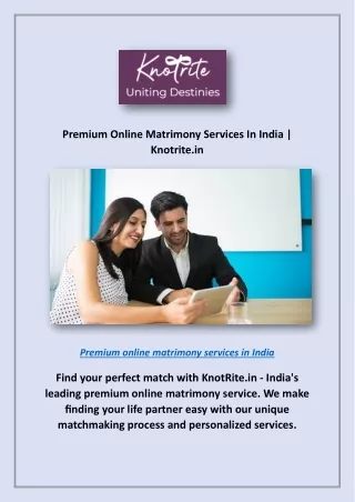 Premium Online Matrimony Services In India | Knotrite.in