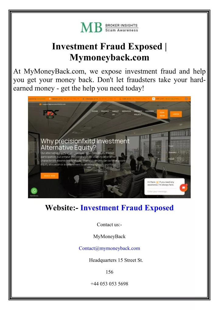 investment fraud exposed mymoneyback com