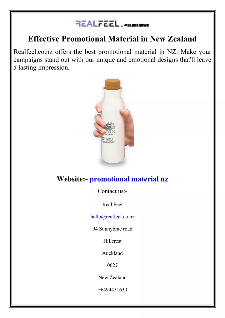 effective promotional material in new zealand