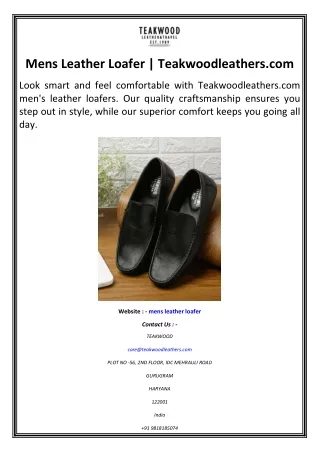Mens Leather Loafer  Teakwoodleathers.com