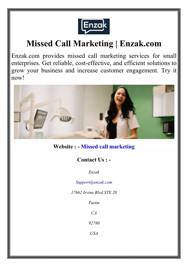 missed call marketing enzak com