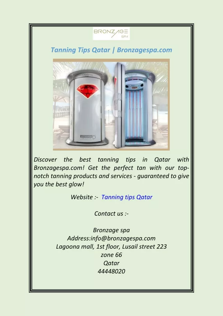 tanning tips qatar bronzagespa com