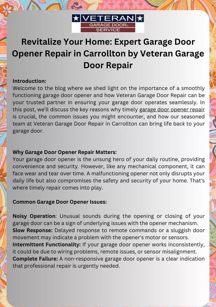 revitalize your home expert garage door opener