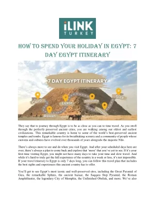 How to Spend Your Holiday in Egypt -7 Day Egypt Itinerary
