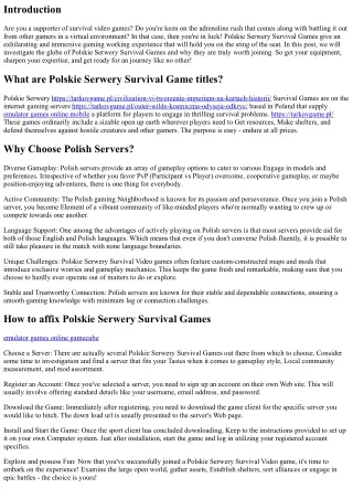 Polskie Serwery Survival Games: Join the Thrilling Survival Problems in Polish S