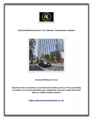 Bracknell Minibus Service: Your Ultimate Transportation Solution