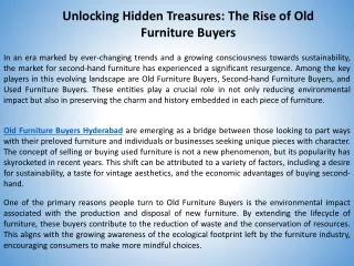 Unlocking Hidden Treasures The Rise of Old Furniture Buyers
