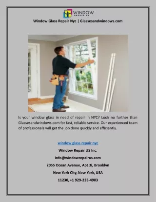 Window Glass Repair Nyc | Glassesandwindows.com