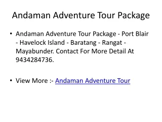 Andaman Adventure Tour Package