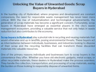 unlocking the value of unwanted goods scrap