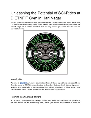 Unleashing the Potential of SCI-Rides at DIETNFIT Gym in Hari Nagar