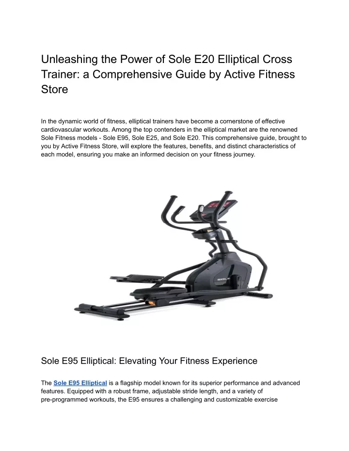unleashing the power of sole e20 elliptical cross
