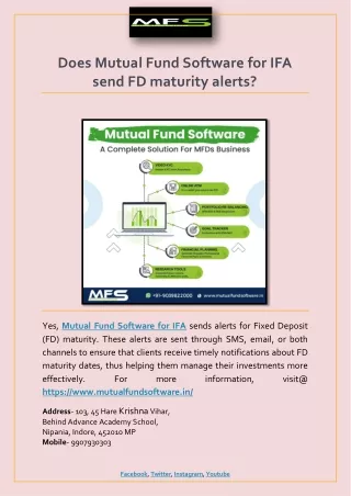 Does Mutual Fund Software for IFA send FD maturity alerts