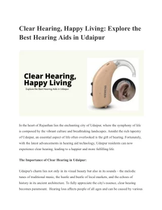 Hearing Aids in Udaipur