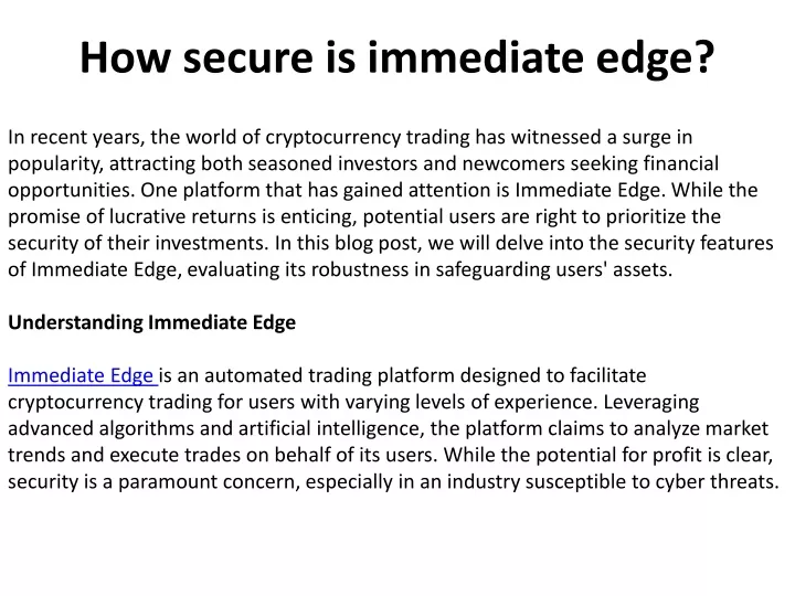 how secure is immediate edge