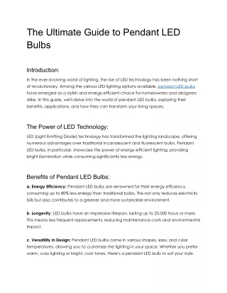 The Ultimate Guide to Pendant LED Bulbs- Liquid Led
