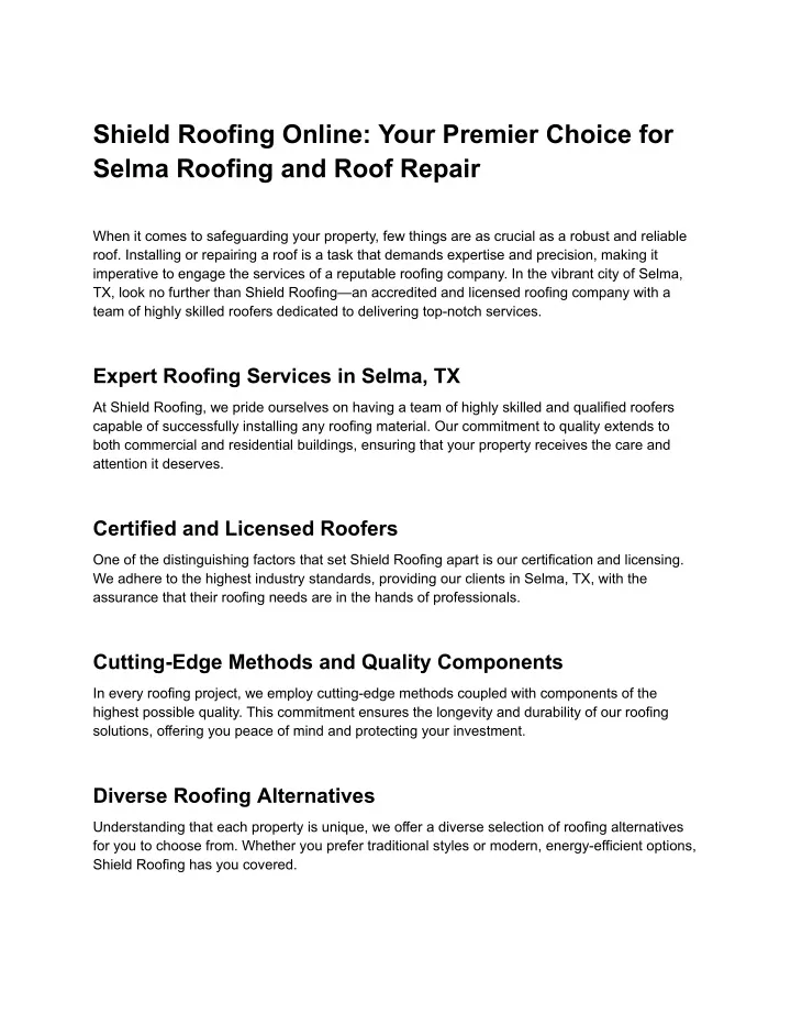 shield roofing online your premier choice
