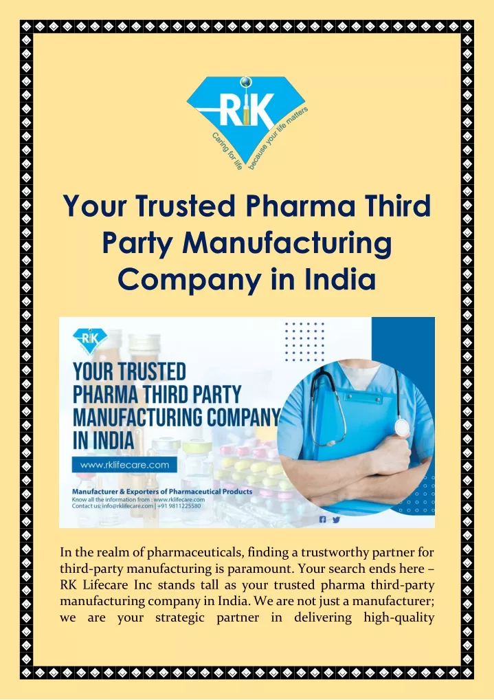 your trusted pharma third party manufacturing