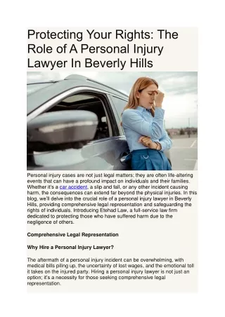 Protecting Your Rights The Role of A Personal Injury Lawyer In Beverly Hills