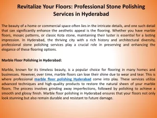 Revitalize Your Floors Professional Stone Polishing Services in Hyderabad