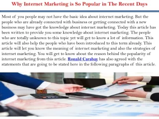 why internet marketing is so popular