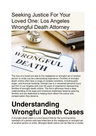 Seeking Justice For Your Loved One Los Angeles Wrongful Death Attorney