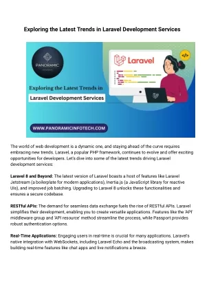 Laravel Development Solutions | Panoramic Infotech