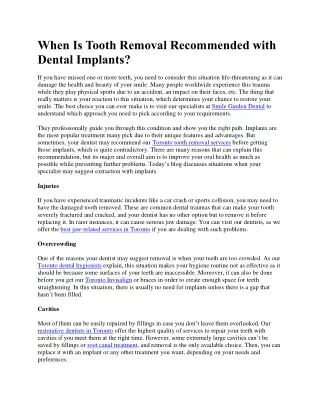 When Is Tooth Removal Recommended with Dental Implants