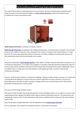 The Art and Science of 3D Printing Exploring Multi-Extruder