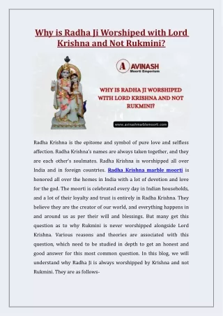 Why is Radha Ji Worshiped with Lord Krishna and Not Rukmini