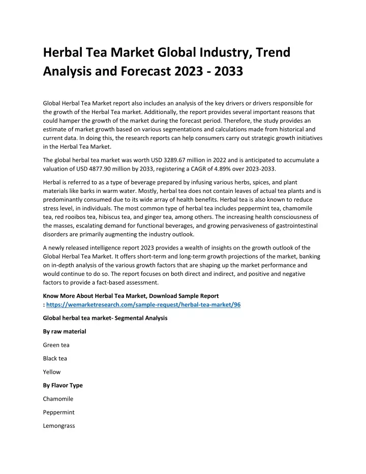 herbal tea market global industry trend analysis