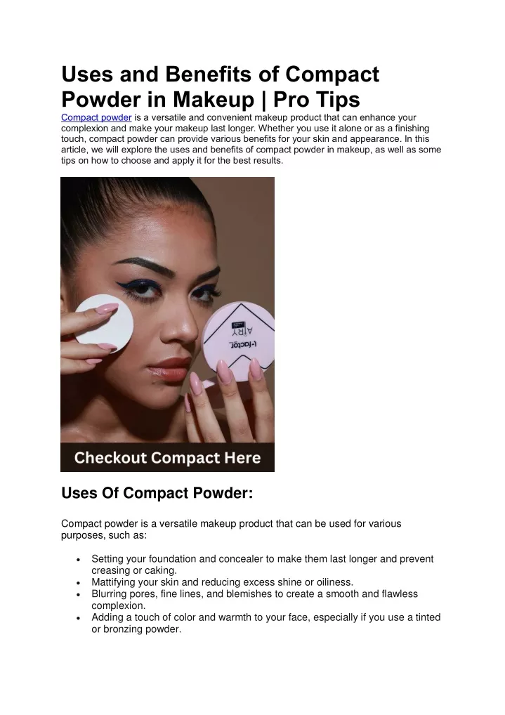 uses and benefits of compact powder in makeup