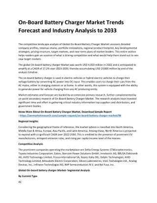 on board battery charger market trends forecast