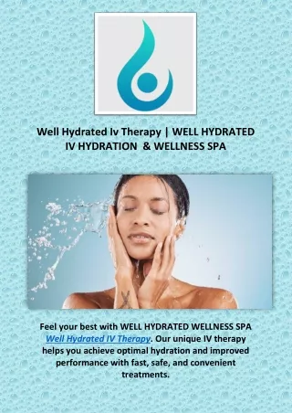 Well Hydrated Iv Therapy | WELL HYDRATED IV HYDRATION  & WELLNESS SPA