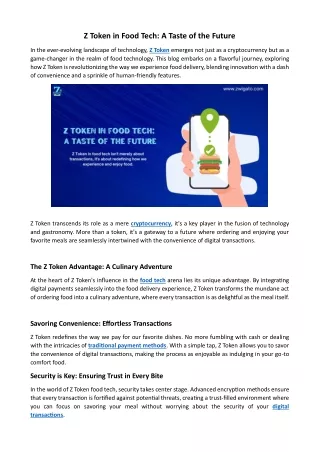 z token in food tech a taste of the future