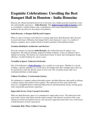Banquet hall in houston - India Houseinc