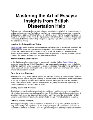 mastering the art of essays insights from british