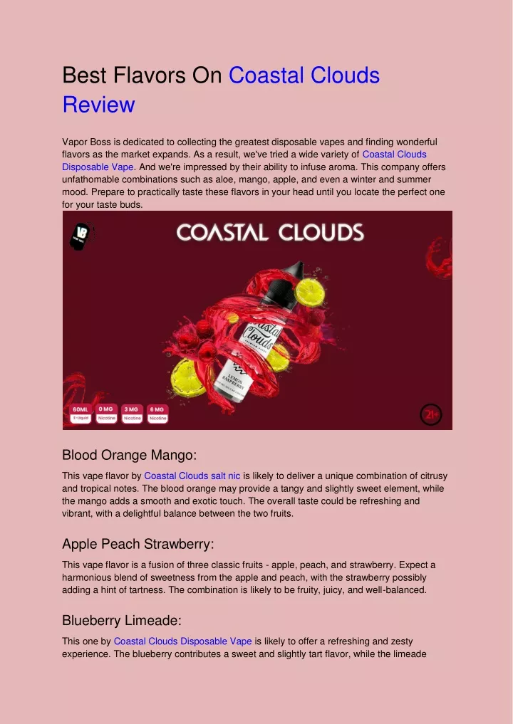 best flavors on coastal clouds review